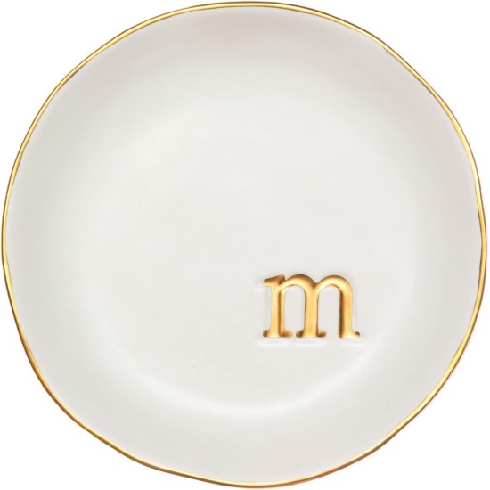 COLLECTIVE HOME - Ceramic Jewelry Tray, Decorative Trinket Dish for Rings Earrings Necklaces Bracelet Watch Keys, Birthday Mother's Day Christmas Gift for Women, 4.75", White Surface (M)