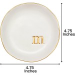 COLLECTIVE HOME - Ceramic Jewelry Tray, Decorative Trinket Dish for Rings Earrings Necklaces Bracelet Watch Keys, Birthday Mother's Day Christmas Gift for Women, 4.75", White Surface (M)