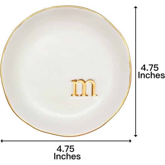 COLLECTIVE HOME - Ceramic Jewelry Tray, Decorative Trinket Dish for Rings Earrings Necklaces Bracelet Watch Keys, Birthday Mother's Day Christmas Gift for Women, 4.75", White Surface (M)