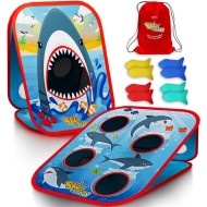 Swooc Games® - Shark Frenzy™ | 2-in-1 Bean Bag Toss Game for Kids | 5-Second Setup Toddler Party Games for Kids | Toddler Outdoor Fun | Corn Hole Shark Toys for Boys | Cornhole Game Set Outside