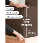 Extra Deep Pocket Queen Sheet Set - 4 Piece Breathable & Cooling Bed Sheets - Hotel Luxury Sheet Set - Ultra Soft, Wrinkle Free & Comfy - Easily Fits Extra Deep Mattresses - Deep Pocket Brown Sheets