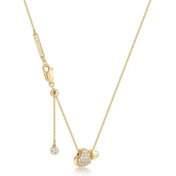 ASHINE 14K Gold Plated Double Heart Necklace with Cubic Zirconia, Cute Dainty Love Heart Necklace For Women Valentines Day