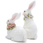 Hodao Spring Garden Patio Bunny Figurine Set (2pcs) The Perfect Accent for a Wonderful Garden-Easter Bunny Figurine Decor Outdoor Indoor Home Decorations (White) Hodao Spring Garden Patio Bunny Figurine Set (2pcs) The Perfect Accent for a Wonderful Garden-Easter Bunny Figurine Decor Outdoor Indoor Home Decorations (White)