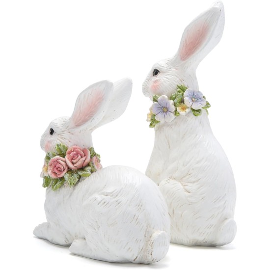 Hodao Spring Garden Patio Bunny Figurine Set (2pcs) The Perfect Accent for a Wonderful Garden-Easter Bunny Figurine Decor Outdoor Indoor Home Decorations (White) Hodao Spring Garden Patio Bunny Figurine Set (2pcs) The Perfect Accent for a Wonderful Garden-Easter Bunny Figurine Decor Outdoor Indoor Home Decorations (White)