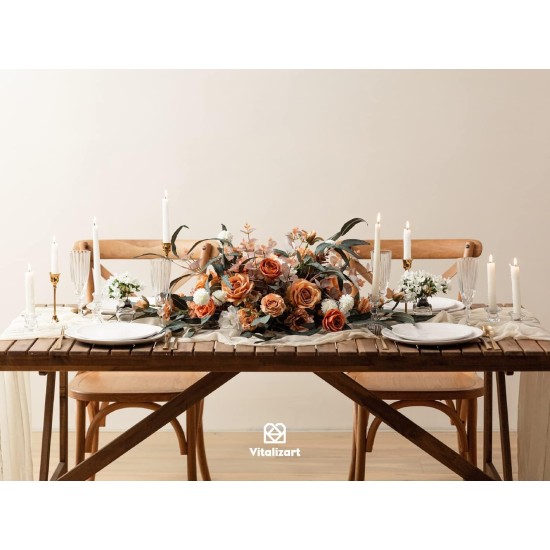 Vitalizart Cheesecloth Table Runner 10ft Gauze Boho Rustic Ivory White Cream Cheese Cloth Table Runner for Wedding Bridal Shower Fall Thanskgiving Decoration 120 Inches