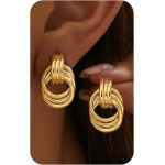 14K Gold Plated Knot Statement Earrings for Women Hypoallergenic Chunky Drop Dangle Earrings - Lightweight Fashion Accessories Gold Jewelry Gifts for Womens Trendy