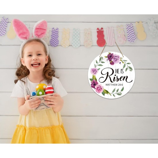 SICOHOME He is Risen Easter Decor - 11.8" He is Risen Door Sign Religious Christian Gift Vintage Floral Easter Door Decorations for Home Wall Farmhouse Indoor Outdoor Spring Hanging Sign SICOHOME He is Risen Easter Decor - 11.8" He is Risen Door Sign Religious Christian Gift Vintage Floral Easter Door Decorations for Home Wall Farmhouse Indoor Outdoor Spring Hanging Sign