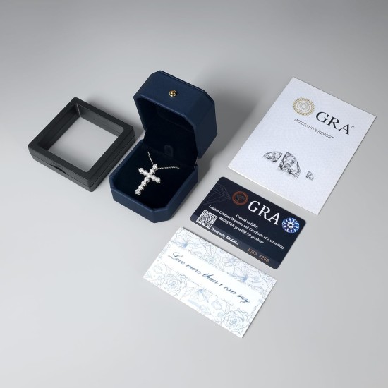 KRKC Moissanite Cross Necklace for Women, 0.66-3.3Ctw, D Color VVS1, 14K Gold Plated 925 Sterling Silver Chain, Hypoallergenic Cross Pendant, Religious Christmas Birthday Christian Gifts for Her