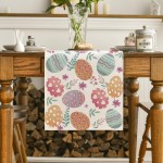 Artoid Mode Watercolour Easter Eggs Table Runner, Seasonal Spring Kitchen Dining Table Decoration for Home Party Decor 13x72 Inch