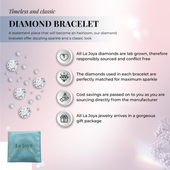 La Joya Diamond Tennis Bracelets for Women | 10K White - Yellow Gold | 2-5 CT. TW. Lab Grown Diamond Bracelet | Secure Push Button Box Clasp