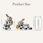 WDS WONDROUS Easter Decorations Bunny Figurines Set, Black White Checkerboard with Gold Egg & Grey Bow - Vintage Luxury Resin Home Decor for Mantel, Shelf, Office Spring Wedding Gift WDS WONDROUS Easter Decorations Bunny Figurines Set, Black White Checkerboard with Gold Egg & Grey Bow - Vintage Luxury Resin Home Decor for Mantel, Shelf, Office Spring Wedding Gift