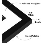 Americanflat 18x22 Picture Frame with Polished Plexiglass - Set of 5 - Use as 14x18 Frame with Mat or Display 18x22 Photo Without Mat - Galleria Collection - Picture Frames for Wall Display - Black