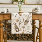 Artoid Mode Bunny Rabbit Eucalyptus Eggs Carrots Easter Table Runner, Seasonal Spring Kitchen Dining Table Decoration for Home Party Decor 13x72 Inch