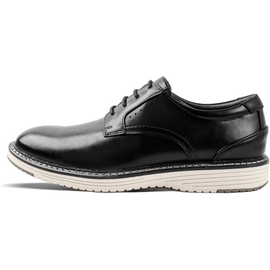 Men's Casual Dress Shoes Comfortable Business Casual Dress Sneakers for Men Lightweight Oxford Derby Shoes for Work Office Standing All Day Walking（Black+Brown）