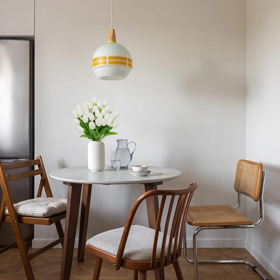 28pcs White Flowers Artificial Tulip Stems Real Feel PU Tulips for Easter Spring Wreath Wedding Bouquet Centerpiece Floral Arrangement Cemetery Table Décor 13" Tall