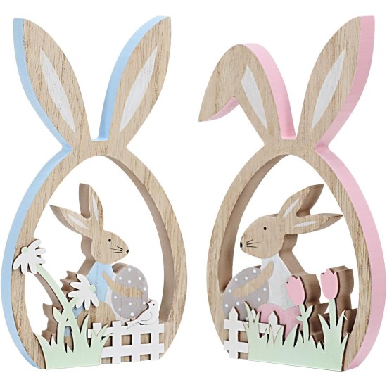 Antizz 2Pcs Easter Decorations for The Home Farmhouse Rustic Wooden Bunny with Egg Tiered Tray Happy Spring Decoration for Indoor Home Party Tabletop Decoration Easter Gifts for Kids Antizz 2Pcs Easter Decorations for The Home Farmhouse Rustic Wooden Bunny with Egg Tiered Tray Happy Spring Decoration for Indoor Home Party Tabletop Decoration Easter Gifts for Kids