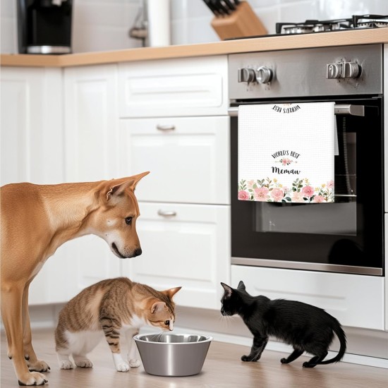 Memaw Gifts Kitchen Towels, Gifts for Memaws Hand Towels, Memaw Gifts from Grandkids, World’s BestMemaw Dish Towels Tea Towels for Kitchen, Grandma Home Bathroom Decor, 16x24In