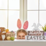 Easter Decorations for Table, Wooden Happy Easter Bunny Decor Sign for Home, Wood Rabbit Block Tabletop Centerpiece Farmhouse Decor for Spring Indoor Shelf Living Room Office(White, Wooden Color) Easter Decorations for Table, Wooden Happy Easter Bunny Decor Sign for Home, Wood Rabbit Block Tabletop Centerpiece Farmhouse Decor for Spring Indoor Shelf Living Room Office(White, Wooden Color)