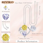 RIVIKO Valentine's Day Gifts for Her-Sunflower Birthstone Necklace for Women,925 Sterling Silver Heart Pendant,Anniversary Birthday Gifts for Women,Birthstone Jewelry for Wife Mother