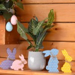 4Pcs Easter Bunny Decorations, Wooden Rabbit Shaped Tabletop Centerpieces Table Signs with Rope Farmhouse Spring Easter Decor for Home Office Dining Room