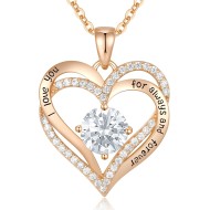 CDE Valentine's Day Gift Forever Love Heart Necklaces for Women, Wedding Anniversary, Birthday Mothers Christmas Day Gifts for Mom, Mother, Wife, S925 Silver Jewelry with Birthstone Pendant