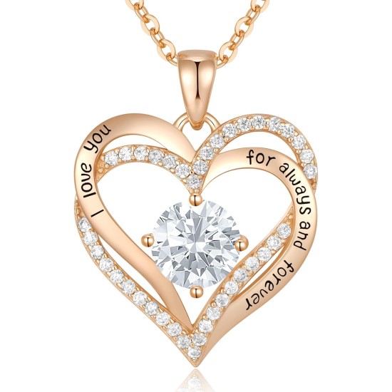 CDE Valentine's Day Gift Forever Love Heart Necklaces for Women, Wedding Anniversary, Birthday Mothers Christmas Day Gifts for Mom, Mother, Wife, S925 Silver Jewelry with Birthstone Pendant