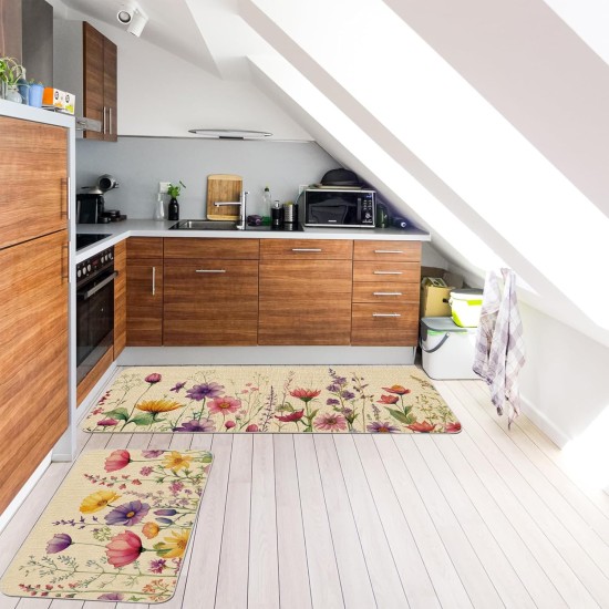 ONWAY Spring Floral Kitchen Mats Set of 2, Wildflower Kitchen Rugs for Floor Non Slip Rubber Backing Farmhouse Flower Kitchen Floor Mats Runner for Sink Laundry Room Entryway Spring Home Decor ONWAY Spring Floral Kitchen Mats Set of 2, Wildflower Kitchen Rugs for Floor Non Slip Rubber Backing Farmhouse Flower Kitchen Floor Mats Runner for Sink Laundry Room Entryway Spring Home Decor