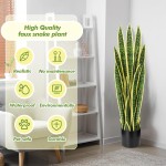 Crowye 2 Pack 3.15 Ft Tall Artificial Snake Plant Faux Sansevieria Plant Large Fake Snake Bulk in Pot for Home Office Housewarming Gift
