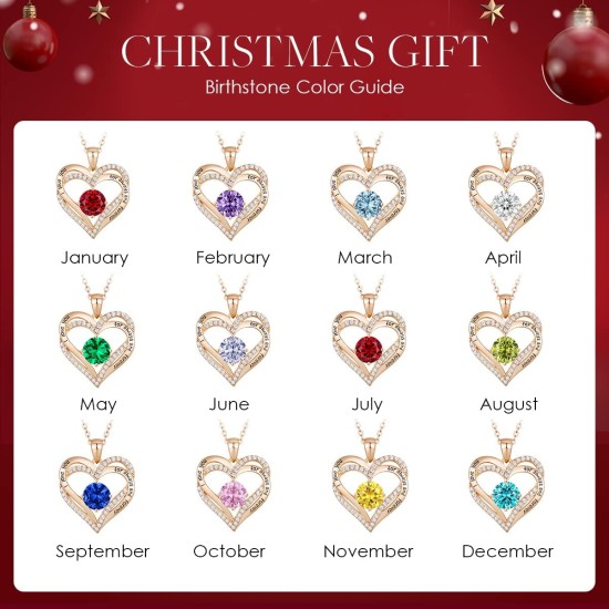 CDE Valentine's Day Gift Forever Love Heart Necklaces for Women, Wedding Anniversary, Birthday Mothers Christmas Day Gifts for Mom, Mother, Wife, S925 Silver Jewelry with Birthstone Pendant