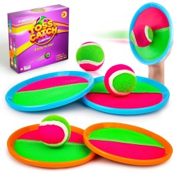 Toss and Catch Ball Game Set - Outdoor & Indoor Activity Toys for Kids - Sticky Paddle Ball Toy for Boys Girls 3 4 5 6 7 8-12 Year Old - Great Games for Beach Pool Yard - Easter Basket Stuffers Gifts