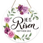 SICOHOME He is Risen Easter Decor - 11.8" He is Risen Door Sign Religious Christian Gift Vintage Floral Easter Door Decorations for Home Wall Farmhouse Indoor Outdoor Spring Hanging Sign SICOHOME He is Risen Easter Decor - 11.8" He is Risen Door Sign Religious Christian Gift Vintage Floral Easter Door Decorations for Home Wall Farmhouse Indoor Outdoor Spring Hanging Sign