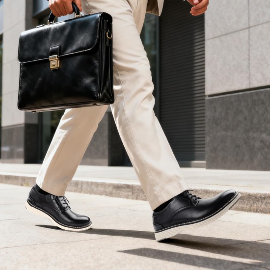 Men's Casual Dress Shoes Comfortable Business Casual Dress Sneakers for Men Lightweight Oxford Derby Shoes for Work Office Standing All Day Walking（Black+Brown）