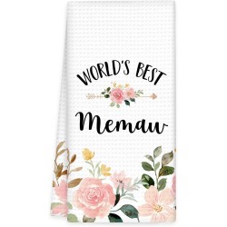 Memaw Gifts Kitchen Towels, Gifts for Memaws Hand Towels, Memaw Gifts from Grandkids, World’s BestMemaw Dish Towels Tea Towels for Kitchen, Grandma Home Bathroom Decor, 16x24In