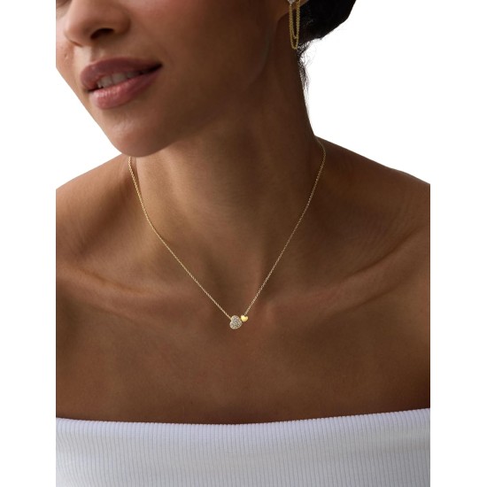 ASHINE 14K Gold Plated Double Heart Necklace with Cubic Zirconia, Cute Dainty Love Heart Necklace For Women Valentines Day