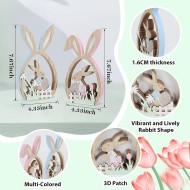 Antizz 2Pcs Easter Decorations for The Home Farmhouse Rustic Wooden Bunny with Egg Tiered Tray Happy Spring Decoration for Indoor Home Party Tabletop Decoration Easter Gifts for Kids