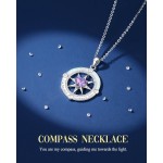 FANCIME Compass Necklace for Women Sterling Silver Compass Jewelry Opal Pendant Fine Jewelry Gemstone Birthday Mothers Day Gifts for Wife Women Her