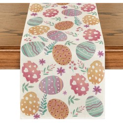 Artoid Mode Watercolour Easter Eggs Table Runner, Seasonal Spring Kitchen Dining Table Decoration for Home Party Decor 13x72 Inch