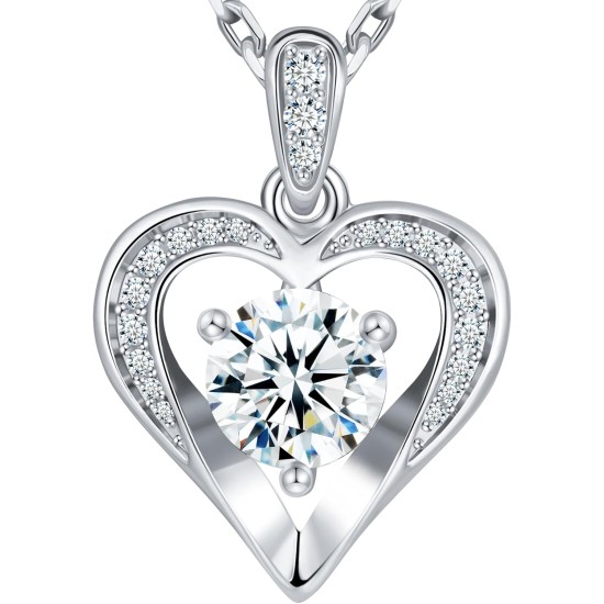 Moissanite Necklace for Women, 1CT Sterling Silver Diamond-like Jewelry, Valentine's Day, Anniversary Birthday Christmas Gift for Girlfriend, Mom