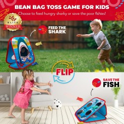 Swooc Games® - Shark Frenzy™ | 2-in-1 Bean Bag Toss Game for Kids | 5-Second Setup Toddler Party Games for Kids | Toddler Outdoor Fun | Corn Hole Shark Toys for Boys | Cornhole Game Set Outside