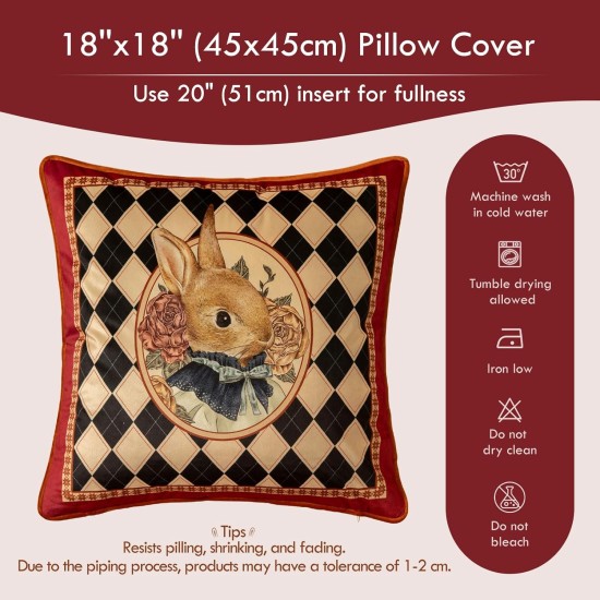 Easter Bunny Checkered Pillow Cover Decorations, Velvet Euro Sham Covers Decorative Throw Pillow Covers 18x18 for Couch Sofa Bed Home Decor Easter Bunny Checkered Pillow Cover Decorations, Velvet Euro Sham Covers Decorative Throw Pillow Covers 18x18 for Couch Sofa Bed Home Decor