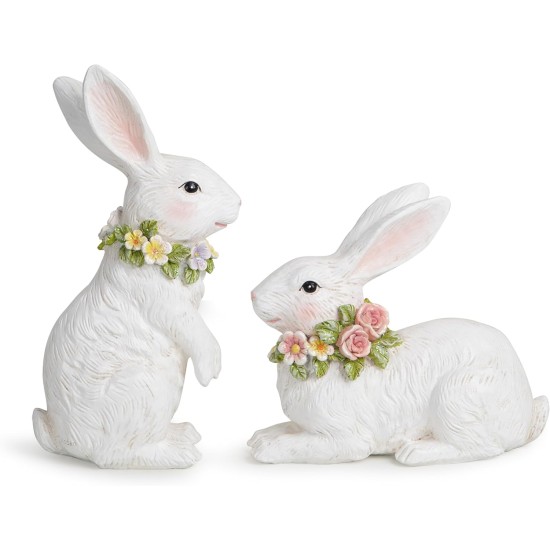 Hodao Spring Garden Patio Bunny Figurine Set (2pcs) The Perfect Accent for a Wonderful Garden-Easter Bunny Figurine Decor Outdoor Indoor Home Decorations (White) Hodao Spring Garden Patio Bunny Figurine Set (2pcs) The Perfect Accent for a Wonderful Garden-Easter Bunny Figurine Decor Outdoor Indoor Home Decorations (White)