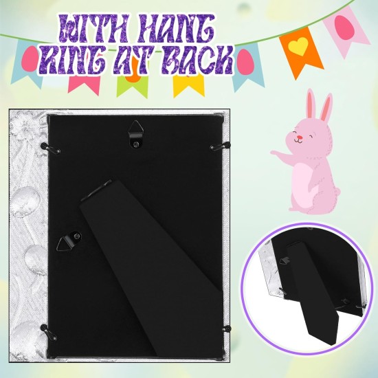 Huwena 2 Pcs Metal Easter Egg Photo Frame 4x6 Inch 5x7 Inch Egg Flower Decoration Metal Photo Display Picture Frames with High Definition Glass for Easter Gift Ideas Tabletop Home Decor