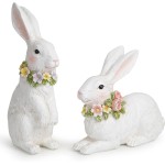 Hodao Spring Garden Patio Bunny Figurine Set (2pcs) The Perfect Accent for a Wonderful Garden-Easter Bunny Figurine Decor Outdoor Indoor Home Decorations (White) Hodao Spring Garden Patio Bunny Figurine Set (2pcs) The Perfect Accent for a Wonderful Garden-Easter Bunny Figurine Decor Outdoor Indoor Home Decorations (White)