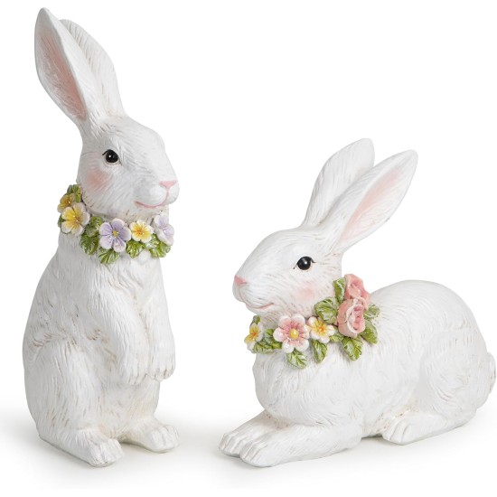 Hodao Spring Garden Patio Bunny Figurine Set (2pcs) The Perfect Accent for a Wonderful Garden-Easter Bunny Figurine Decor Outdoor Indoor Home Decorations (White) Hodao Spring Garden Patio Bunny Figurine Set (2pcs) The Perfect Accent for a Wonderful Garden-Easter Bunny Figurine Decor Outdoor Indoor Home Decorations (White)