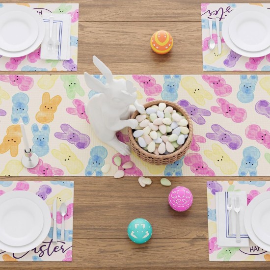 XCHI Colorful Watercolor Cute Bunny Rabbits Easter Table Runner Table Decoration for Party Home Kitchen Dining Holiday Decor 13x72 Inch