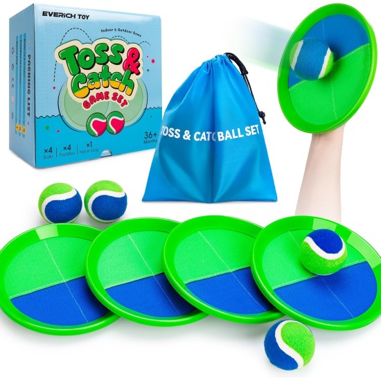EVERICH TOY Upgraded Toss and Catch Ball Game Set, Kids Toy for Indoor Outdoor Beach Pool Yard Game, Classic Gift Easter Basket Sufferrs for Boys Girls 3 4 5 6 7 8 9 10 11 12+ Years Old