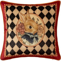 Easter Bunny Checkered Pillow Cover Decorations, Velvet Euro Sham Covers Decorative Throw Pillow Covers 18x18 for Couch Sofa Bed Home Decor