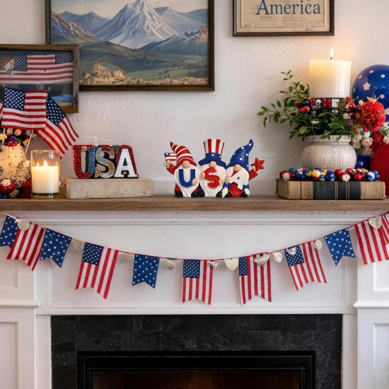 4“ Patriotic Decorations Gnomes for Memorial Day Decorations,Gnomes Statues, 4th of July Decorations for Home Decor, Stars and Stripes Gnomes Figurines for Office Living Room Bedroom Garden