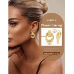 14K Gold Plated Knot Statement Earrings for Women Hypoallergenic Chunky Drop Dangle Earrings - Lightweight Fashion Accessories Gold Jewelry Gifts for Womens Trendy