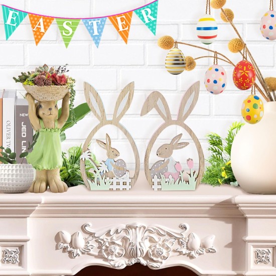 Antizz 2Pcs Easter Decorations for The Home Farmhouse Rustic Wooden Bunny with Egg Tiered Tray Happy Spring Decoration for Indoor Home Party Tabletop Decoration Easter Gifts for Kids Antizz 2Pcs Easter Decorations for The Home Farmhouse Rustic Wooden Bunny with Egg Tiered Tray Happy Spring Decoration for Indoor Home Party Tabletop Decoration Easter Gifts for Kids